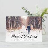 結婚したクリスマスフォトオーバーレイホリデーカード シーズンカード (スタンド正面)