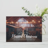 結婚したクリスマスフォトオーバーレイホリデーカード シーズンカード (スタンド正面)