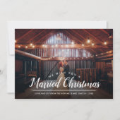 結婚したクリスマスフォトオーバーレイホリデーカード シーズンカード (正面)