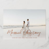 結婚したクリスマスブラシ台本クリスマスフォト 箔シーズンカード (正面)