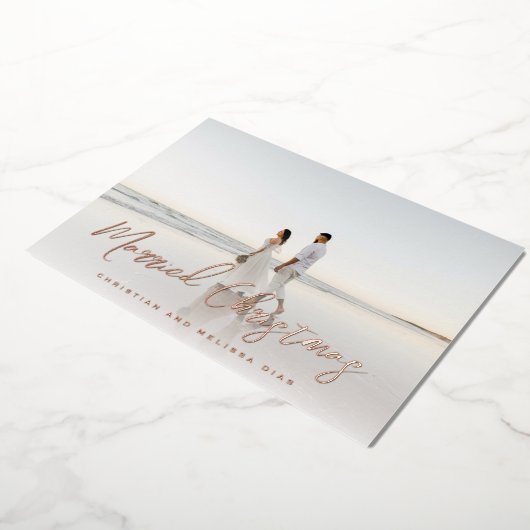 結婚したクリスマスブラシ台本クリスマスフォト 箔シーズンカード (回転した状態)