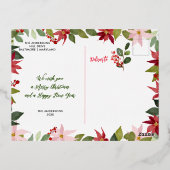 結婚したクリスマスベリーリースカップルの写真 箔シーズンポストカード (裏面)