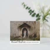 結婚したクリスマス手書き休日カップルの写真 シーズンポストカード (スタンド正面)