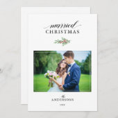 結婚したクリスマス新作2枚の写真クリスマス シーズンカード (正面/裏面)