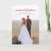 結婚したクリスマス新婚の写真を折り畳み シーズンカード (正面)