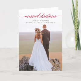 結婚したクリスマス新婚の写真を折り畳み シーズンカード