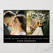 結婚したクリスマス新婚フォトフォイルホリデーカード 箔シーズンカード (裏面)