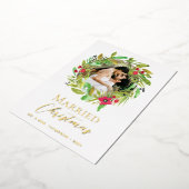 結婚したクリスマス新婚フォトフォイルリース 箔シーズンカード (回転した状態)