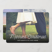 結婚したクリスマス新婚ホリデー写エレガント真 シーズンカード (正面/裏面)