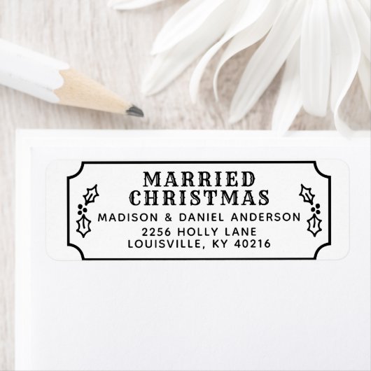 結婚したクリスマス新婚ホリデー差出人住所 ラベル (インサイチュ)