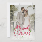 結婚したクリスマス新婚夫婦フォトホリデー シーズンカード (正面)
