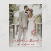 結婚したクリスマス新婚夫婦フォトホリデー シーズンポストカード (正面)