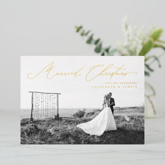 結婚したクリスマス書道の台本 箔シーズンカード (立ち正面)