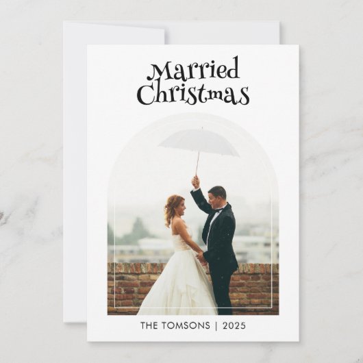 結婚したクリスマス結婚の感謝写真 シーズンカード (正面)