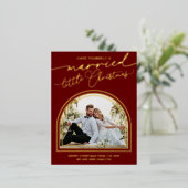 結婚したクリスマス結婚の葉書 箔シーズンポストカード (立ち正面)