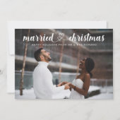 結婚したクリスマス絡み合いハートフォトホリデー サンキューカード (正面)