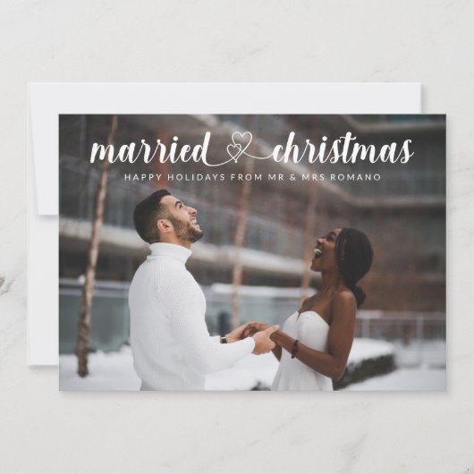 結婚したクリスマス絡み合いハートフォトホリデー サンキューカード
