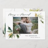 結婚したクリスマス絵を描フローラ写真の休日 シーズンカード (正面/裏面)