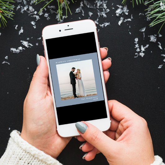 結婚したクリスマス2フォトダスティブルー シーズンカード