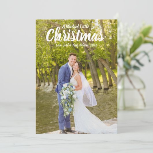 結婚したクリスマス ウェディング ホリデー カード (スタンド正面)