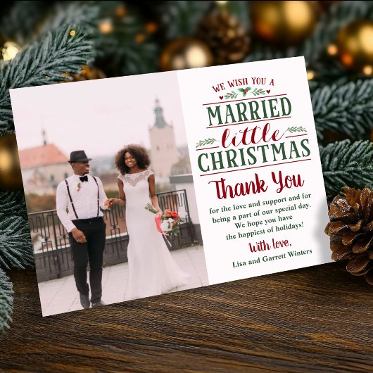 結婚したクリスマス 小さな感謝カード サンキューカード