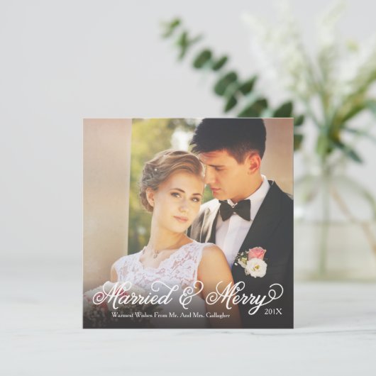 結婚したグラデメリーィエントスクエアホリデーカード シーズンカード (スタンド正面)