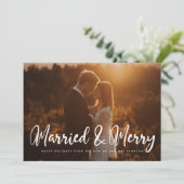 結婚したシックなメリークモダンリスマスカード 招待状 (スタンド正面)