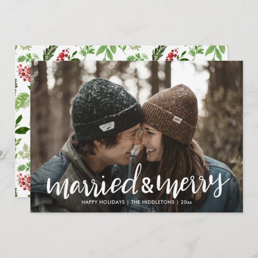 結婚したスクリメリープト初めてのクリスマス シーズンカード (正面/裏面)