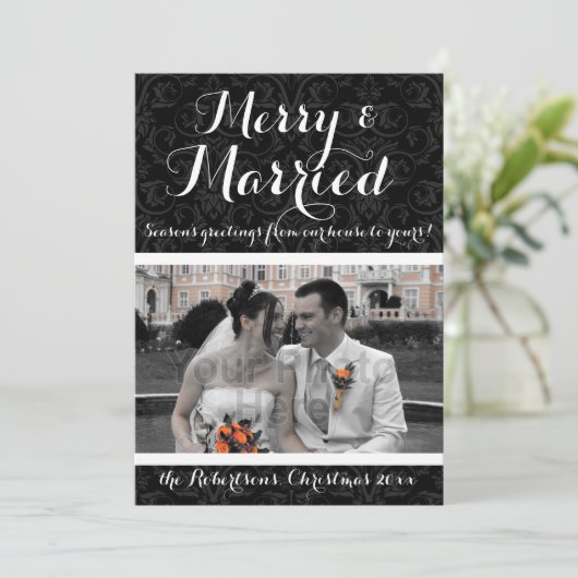 結婚したダマスクのホリデー写真 シーズンカード (スタンド正面)