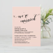 結婚したハートのスクリプト ブラッシュピンクの受付 招待状 (スタンド正面)