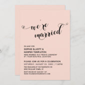 結婚したハートのスクリプト ブラッシュピンクの受付 招待状 (正面/裏面)