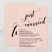 結婚したハートのタイポグラフィー ブラッシュ レセプション 招待状 (正面/裏面)