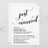 結婚したハート タイポグラフィー 受付のみ 招待状 (正面/裏面)