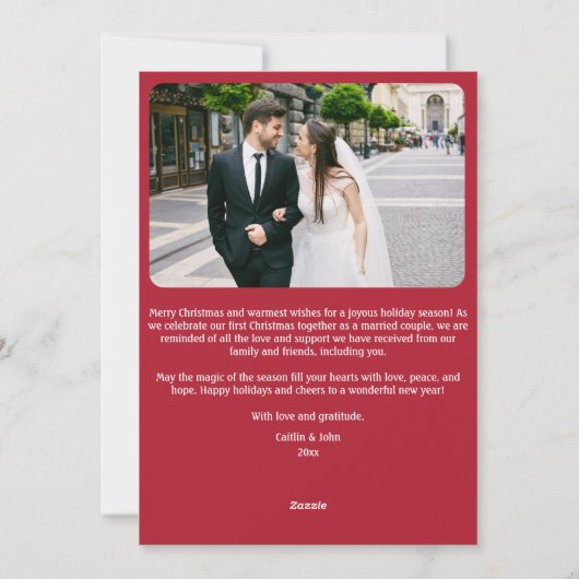 結婚したメリーカスタム初めてのクリスマス赤 シーズンカード (裏面)