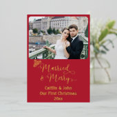 結婚したメリーカスタム初めてのクリスマス赤 箔シーズンカード (立ち正面)