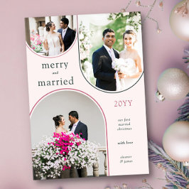 結婚したメリーモダンArch Newlywed 3枚の写真 シーズンカード