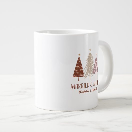 結婚したメリー初めてのクリスマス木の休日ミセス ジャンボコーヒーマグカップ (正面右)