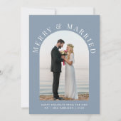 結婚したメリーArch Photo Dusty Blue Christmas シーズンカード (正面)