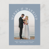 結婚したメリーArch Photo Dusty Blue Christmas シーズンポストカード (正面)