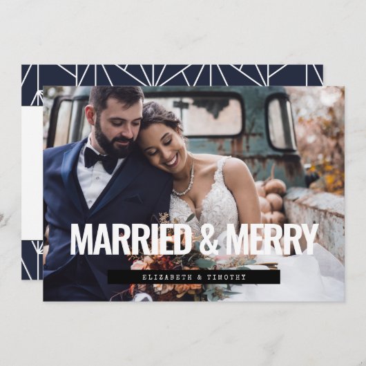 結婚したモダンメリーと新結婚婚の写真 シーズンカード (正面/裏面)