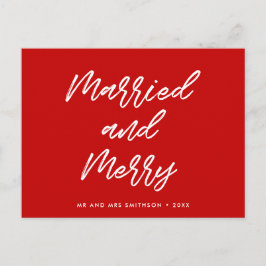 結婚したモダンメリータイポグラフィ ポストカード