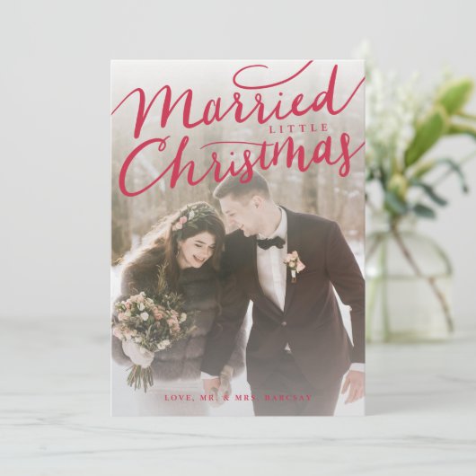 結婚したリトル・クリスマス・レッド結婚の写真 シーズンカード (スタンド正面)