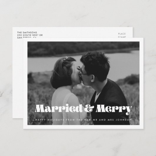 結婚したレトロメリーヴィンテージ写真 ポストカード (正面/裏面)
