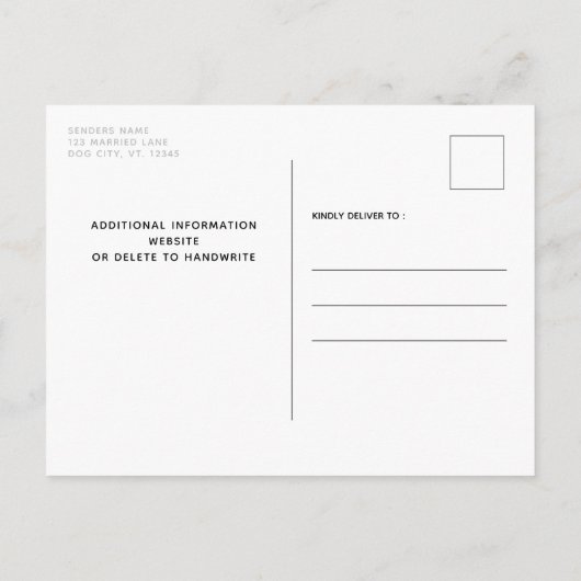 結婚した人間のペット写真デートを保存 案内ポストカード (裏面)