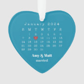 結婚した写真メリー、名前、日付クリスマス オーナメント (正面)