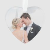 結婚した写真メリー、名前、日付クリスマス オーナメント (裏面)