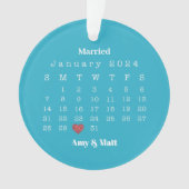 結婚した写真メリー、名前、日付クリスマス オーナメント (正面)