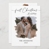 結婚した初めてのクリスマスブラシ付きフォト結婚ズ サンキューカード (正面/裏面)