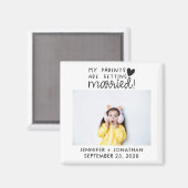 結婚した子供の写真を取得する親の日付を保存 マグネット (正面/裏面)