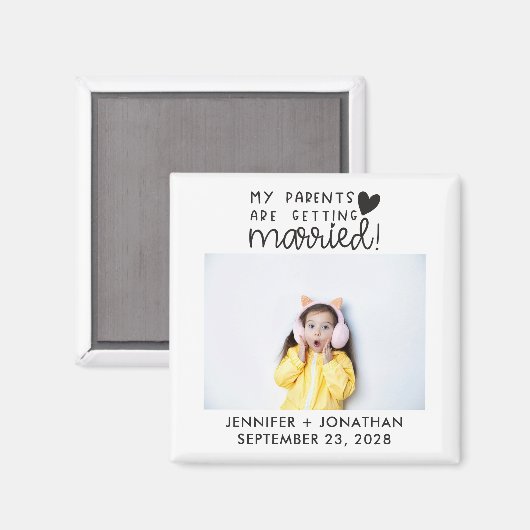 結婚した子供の写真を取得する親の日付を保存 マグネット (正面/裏面)